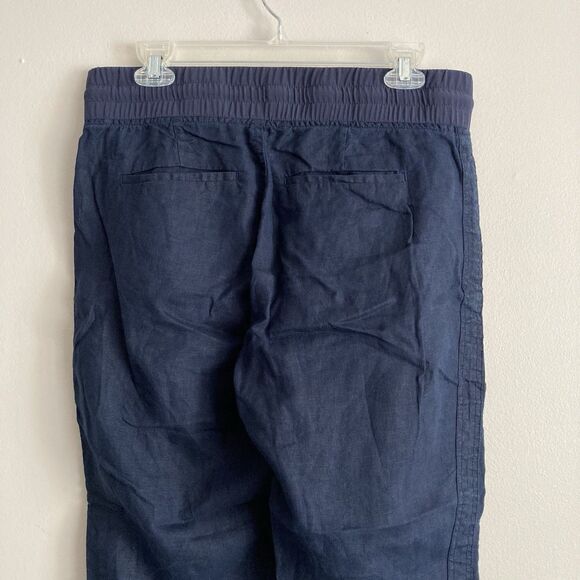 Athleta Womens Navy Blue Cabo Linen Jogger Pants Size 8 Pull On Casual Leisure - Picture 8 of 11